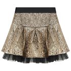 Girls Gold Logo Pleated Skirt, 1, hi-res