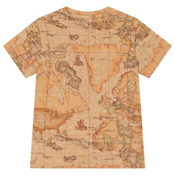 Boys Beige Geo Map Logo T-Shirt