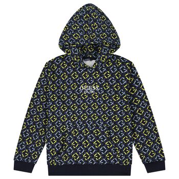 Boys Navy Blue Logo Hooded Top