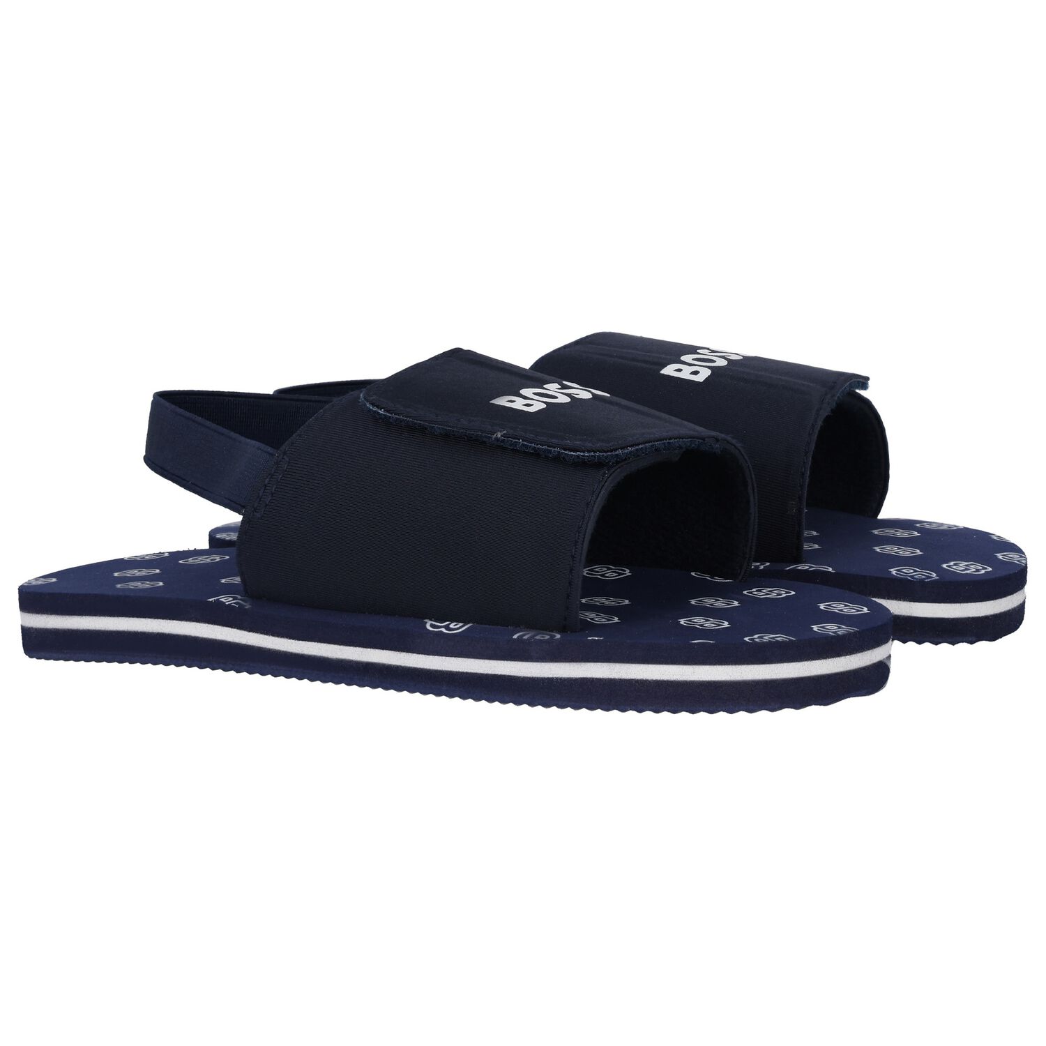 Boys Navy Blue Logo Sandals, 3, hi-res image number null