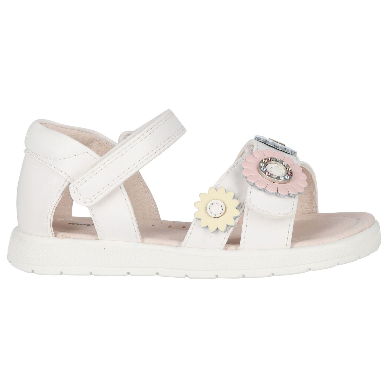 Younger Girls Ivory Flower Sandals, 1, hi-res