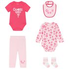 Baby Girls Pink Cotton Bodysuit & Pants Gift Set, 2, hi-res