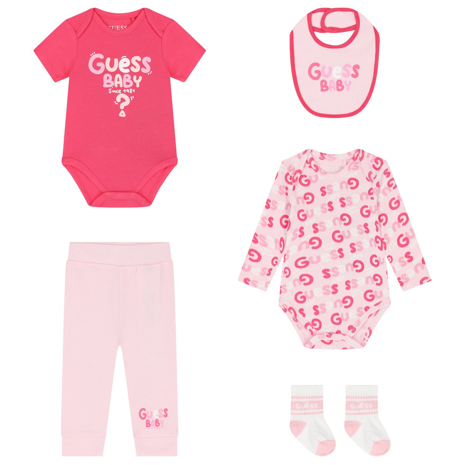 Baby Girls Pink Cotton Bodysuit & Pants Gift Set, 2, hi-res