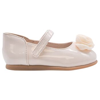 Younger Girls Beige Flower Shoes 