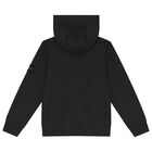Boys Black Logo Hooded Zip Up Top, 2, hi-res
