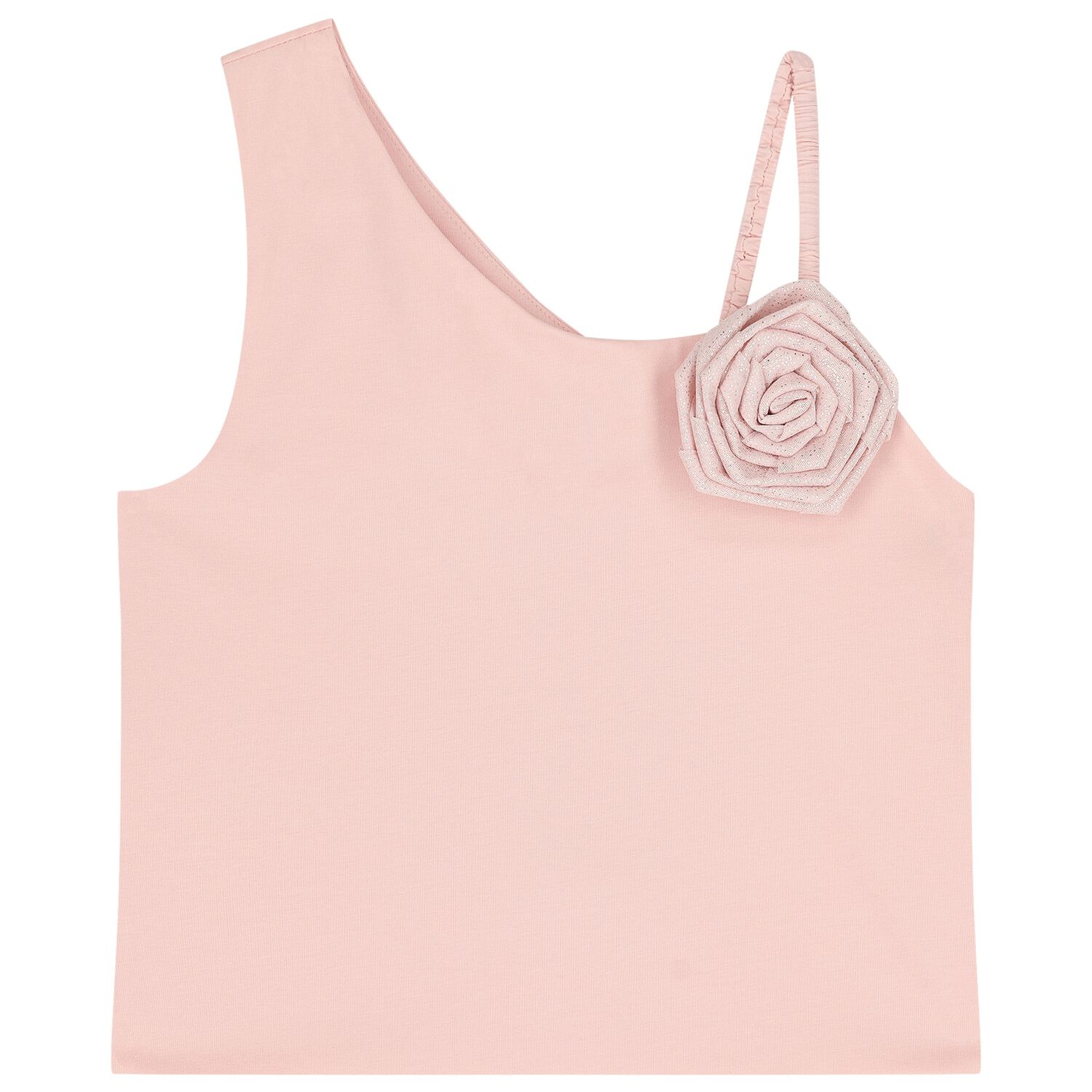 Girls Pink Rose Applique Top, 3, hi-res