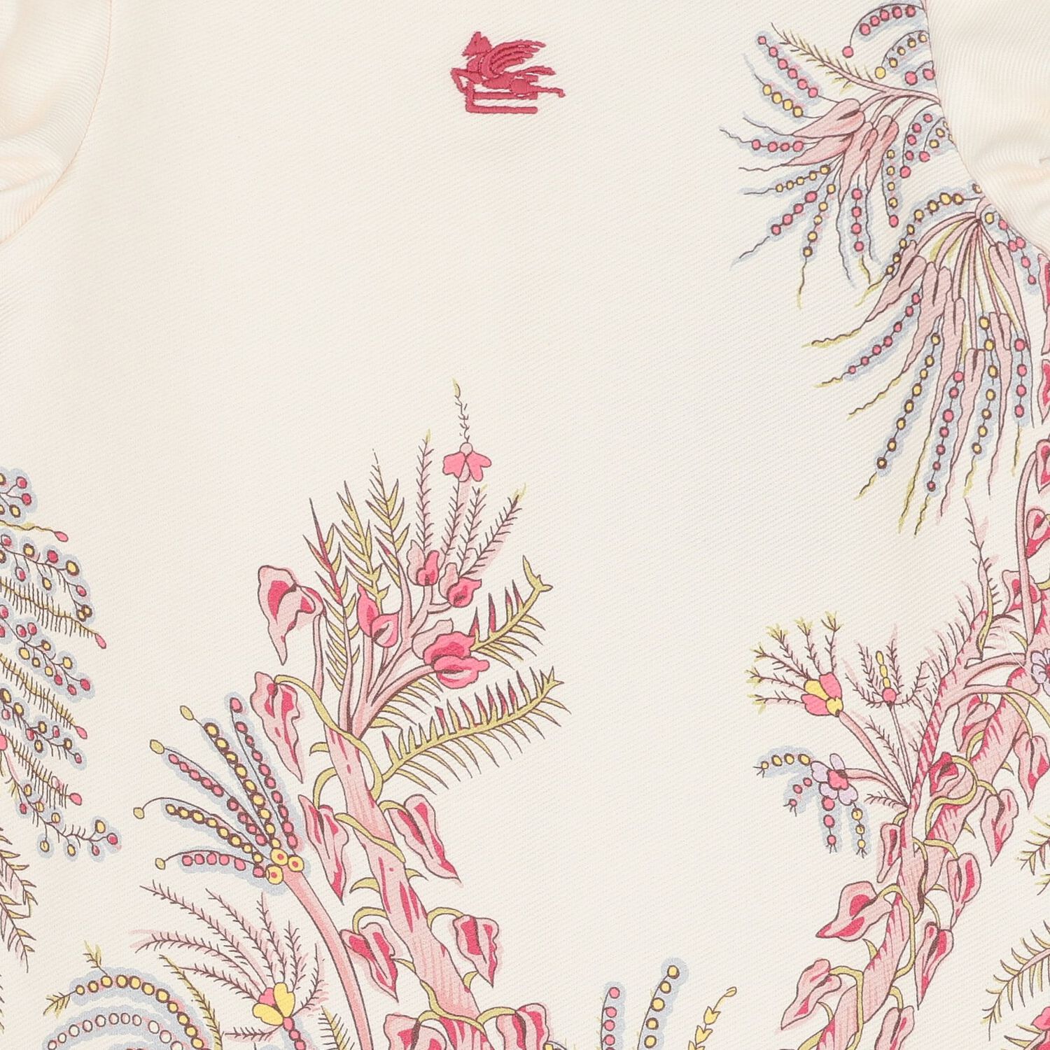 Girls Ivory & Pink Puffed Sleeve Dress, 2, hi-res