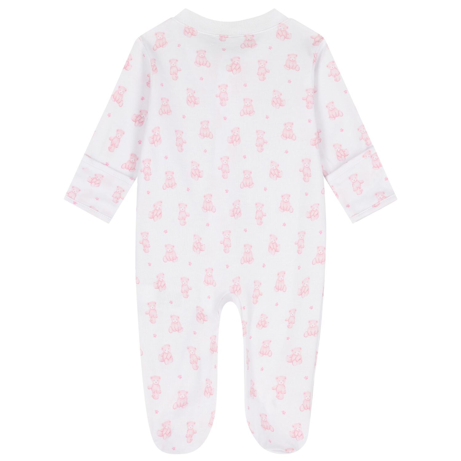 Baby Girls White & Pink Teddy Bear Time Babygrow, 1, hi-res image number null