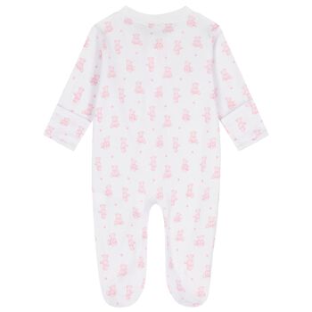 Baby Girls White & Pink Teddy Bear Time Babygrow