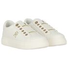 Girls Ivory & Gold Logo Trainers, 1, hi-res