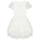 Girls White Embellished Tulle Dress, 1, hi-res