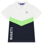 Boys White & Navy Blue Logo Polo Shirt, 1, hi-res