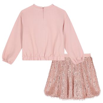 Girls Pink Sequined & Fringed Skirt Set, 1 Girls Pink Sequined & Fringed Skirt Set