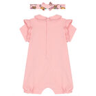 Pink Teddy Bear Logo Baby Romper Set, 1, hi-res