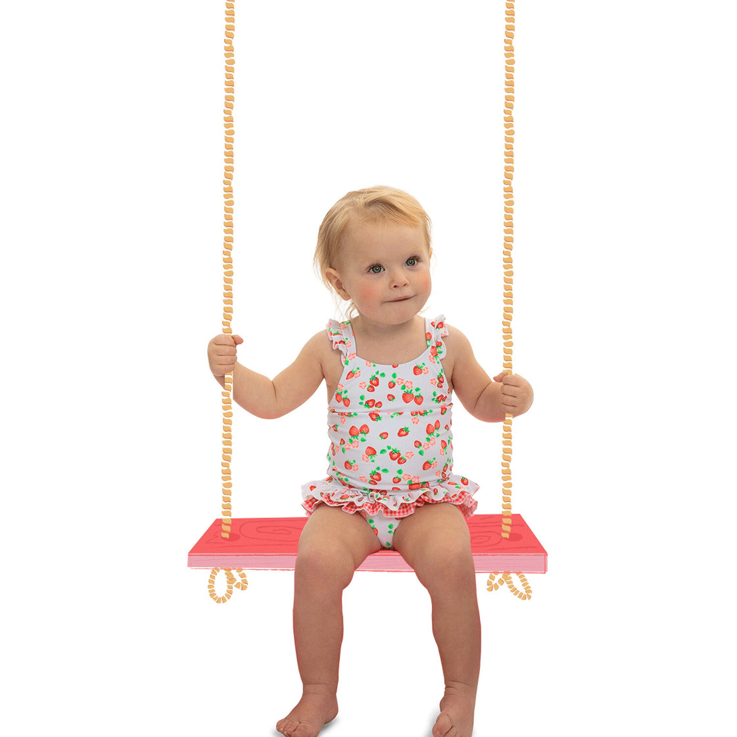 Baby Girls Wild Strawberry Frill Swimsuit, 1, hi-res