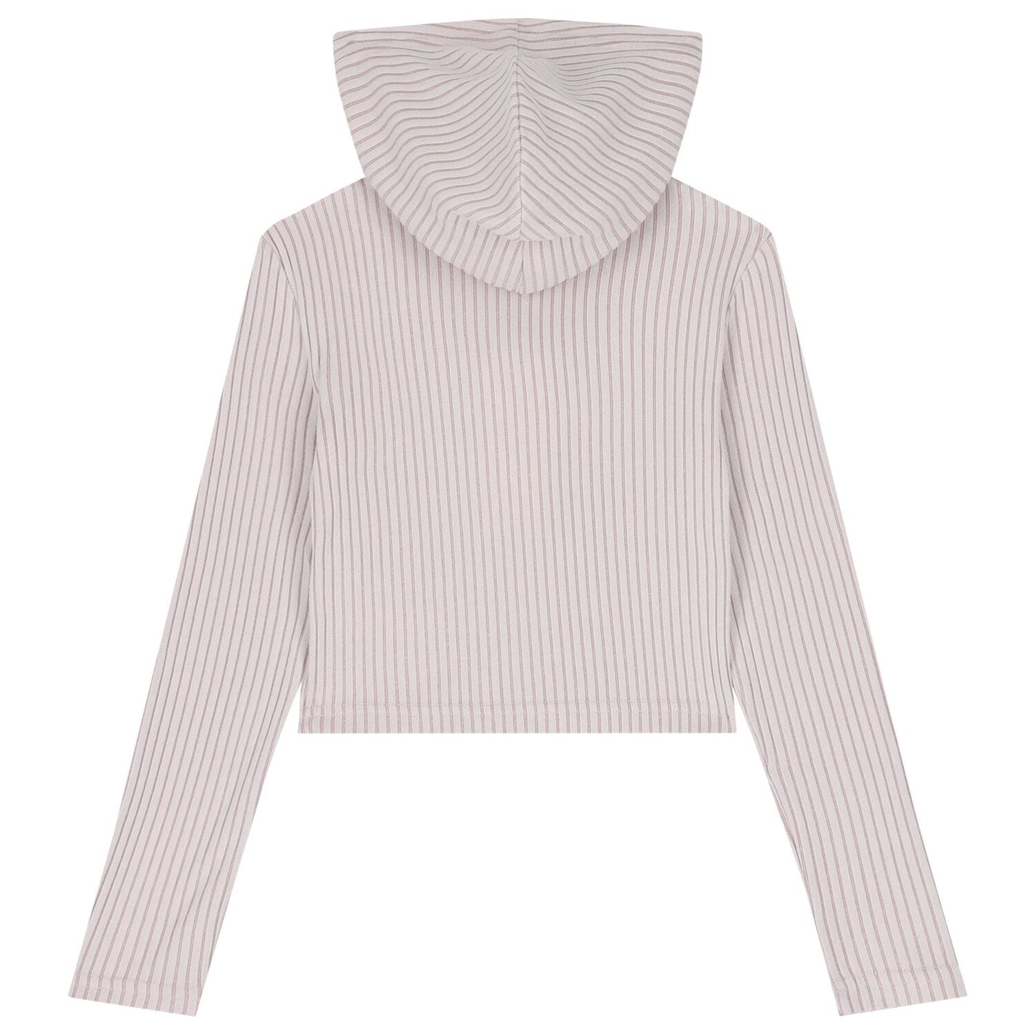 Girls Pink Ribbed Logo Hooded Zip Up Top, 1, hi-res