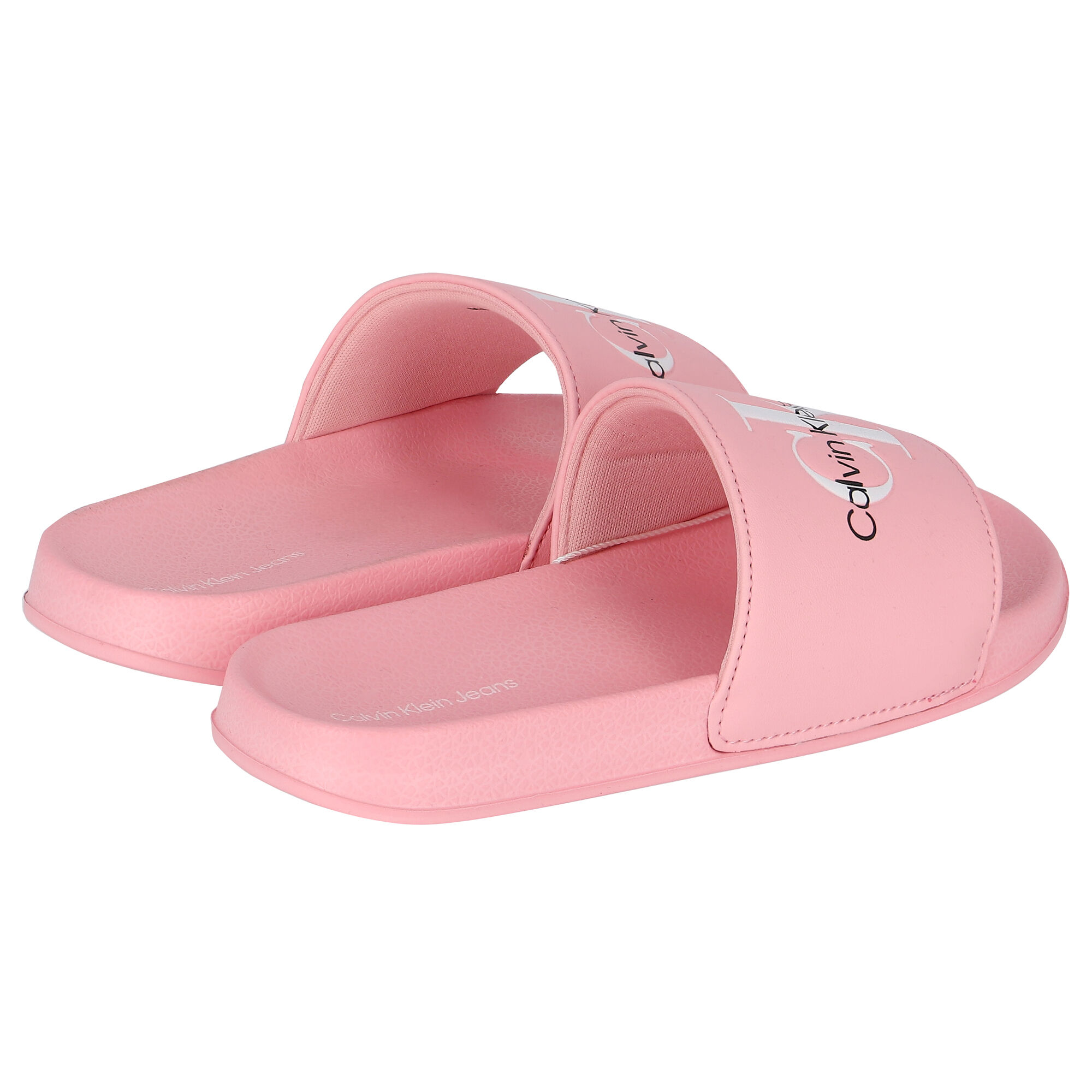 Calvin Klein Girls Pink Logo Sliders Junior Couture UK