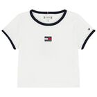 Girls White Logo T-Shirt, 2, hi-res