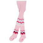 Girls Pink & Purple Logo Zigzag Tights, 1, hi-res