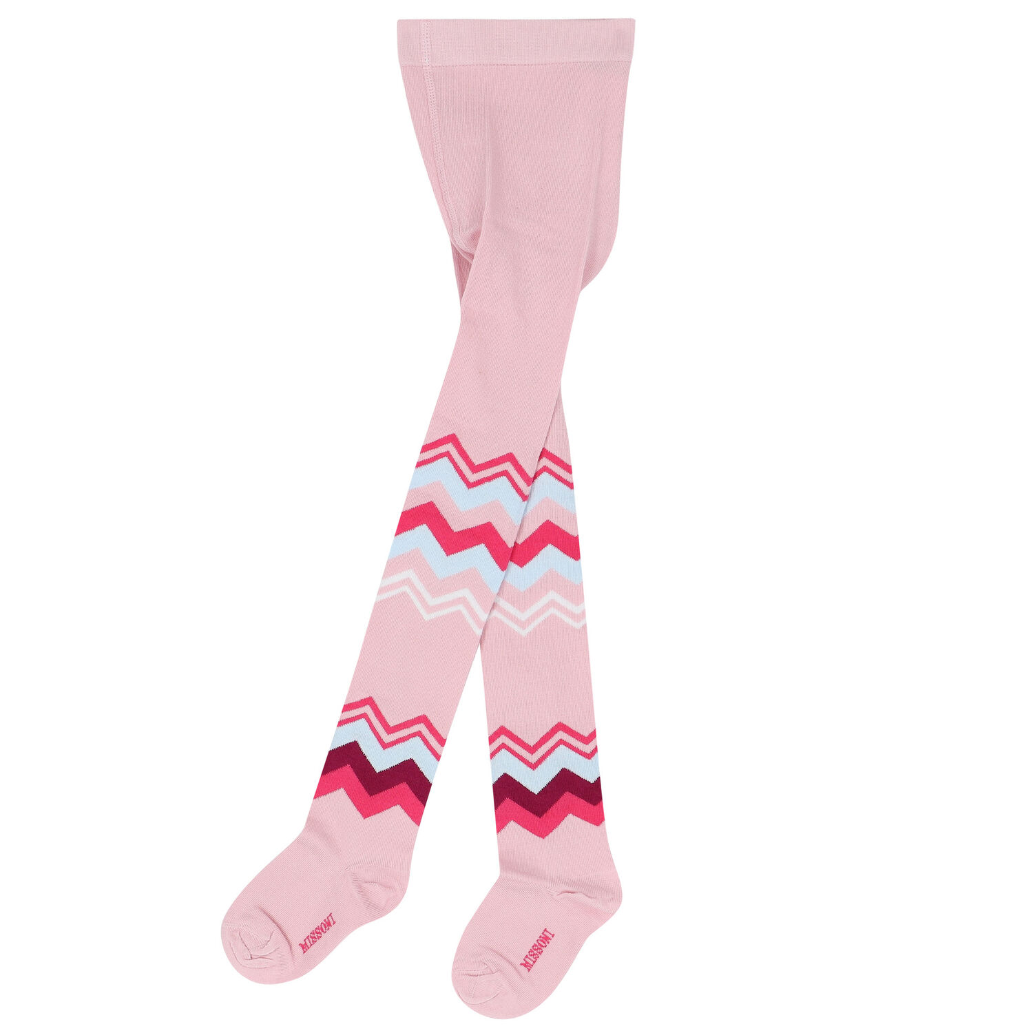 Girls Pink & Purple Logo Zigzag Tights, 1, hi-res