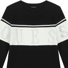 Girls Black Logo Knitted Sweatshirt Dress, 1, hi-res