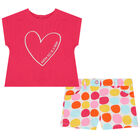 Girls Pink & White Shorts Set, 1, hi-res