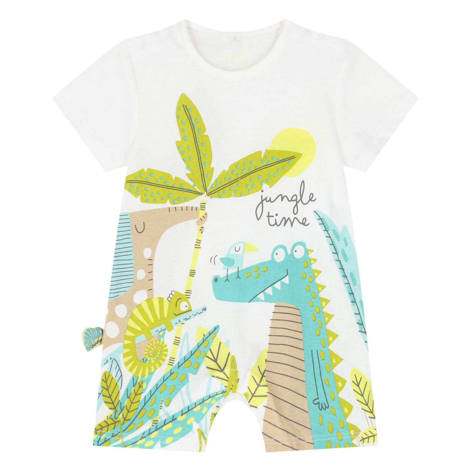 Baby Boys White Jungle Romper, 1, hi-res
