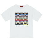 Boys White Logo Zigzag T-Shirt, 1, hi-res