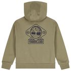 Boys Beige Logo Hooded Zip Up Top , 1, hi-res
