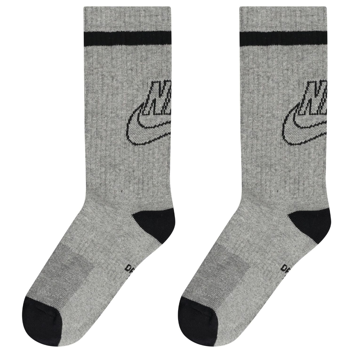 Boys White, Black & Grey Logo Socks ( 6-Pack ), 1, hi-res