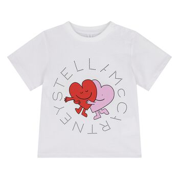 Younger Girls White Heart T-Shirt