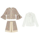 Girls Gold Skirt and Jacket Set, 1, hi-res
