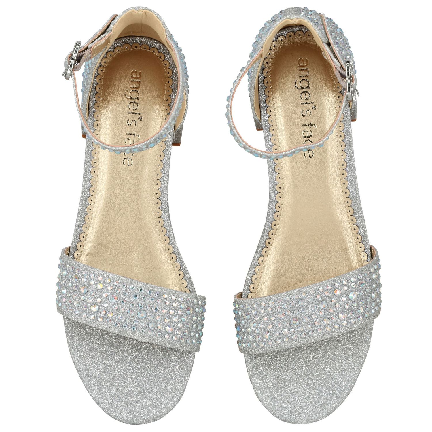 Girls Silver Embellished Sandals, 2, hi-res