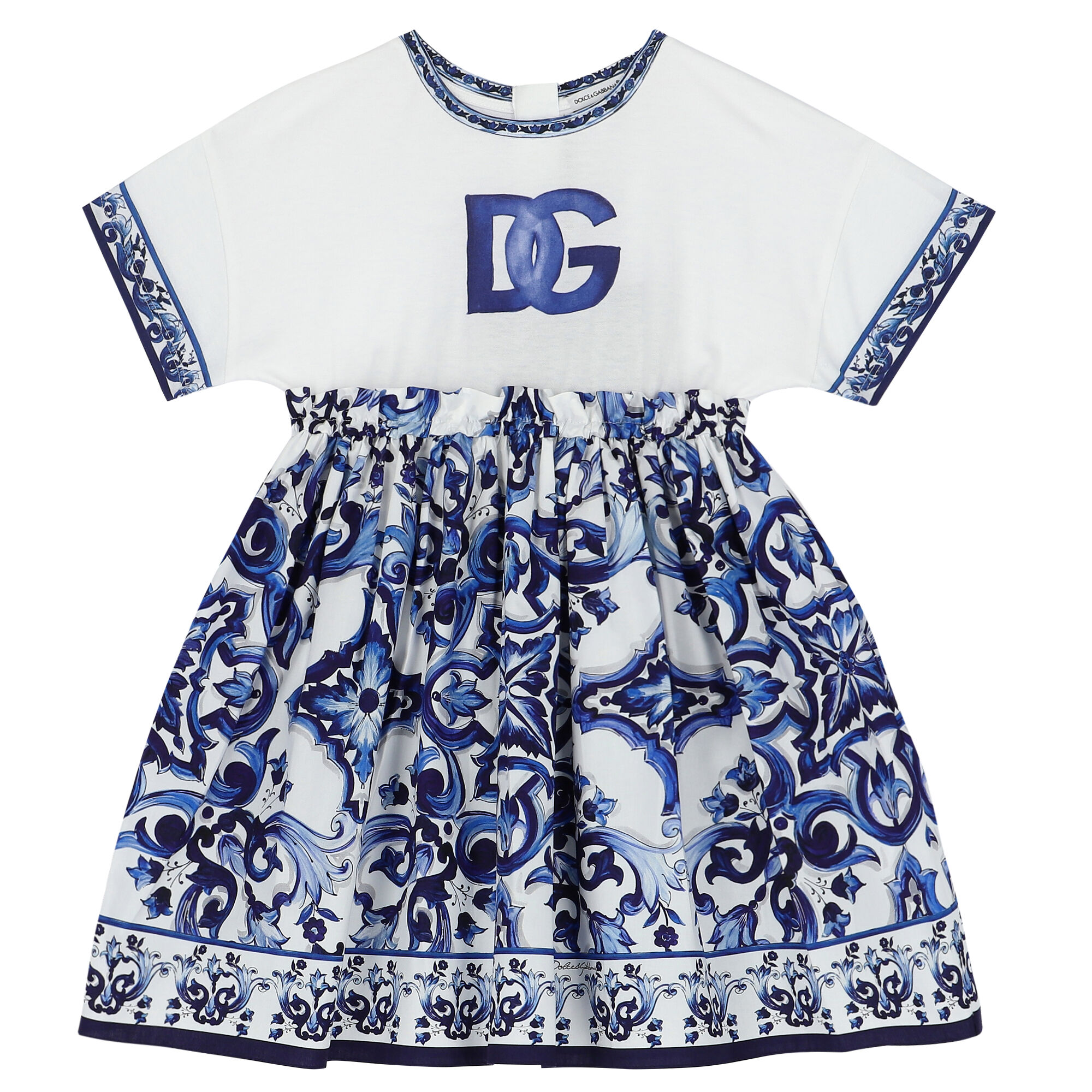 Dolce Gabbana Girls Blue White Majolica Dress Junior Couture UK