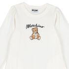 Girls White Teddy Bear Logo Dress, 4, hi-res