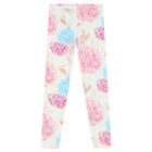 Girls White Floral Logo Leggings, 1, hi-res