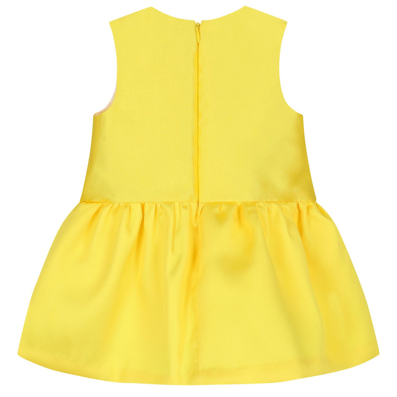 Younger Girls Yellow Bow Satin Dress Set, 1, hi-res