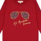 Girls Red Logo Long Sleeve Top, 1, hi-res