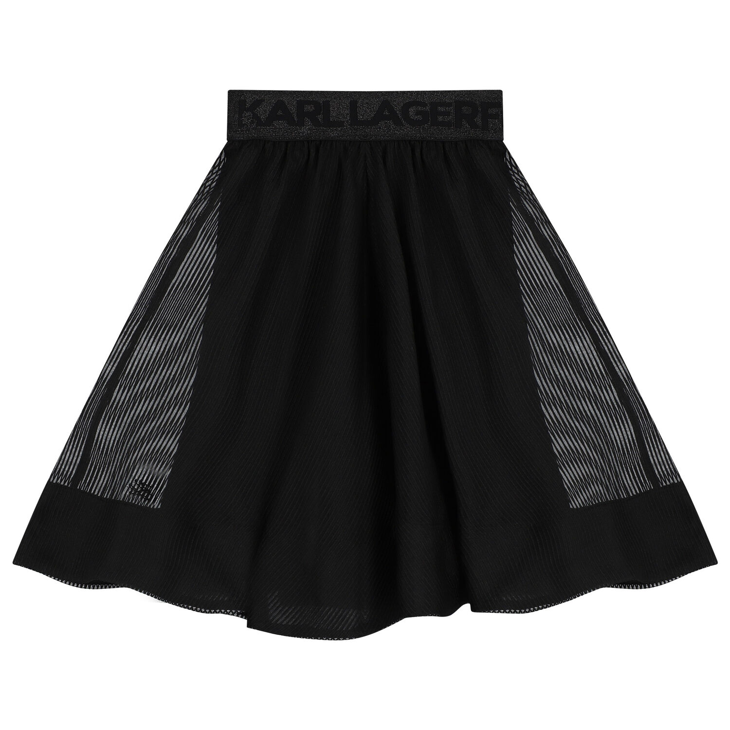 Girls Black Logo Organza Skirt, 1, hi-res