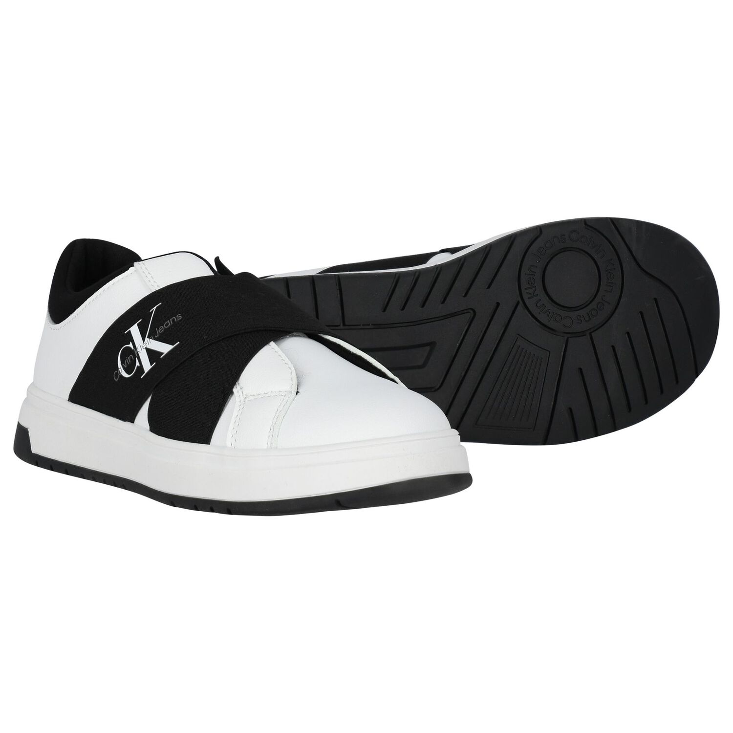 Boys White & Black Logo Trainers, 2, hi-res image number null