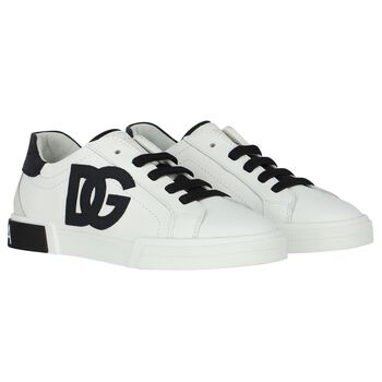 White & Black Logo Trainers