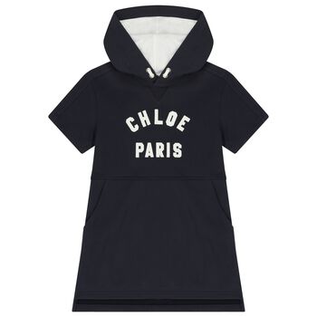 Girls Navy Blue Logo Dress