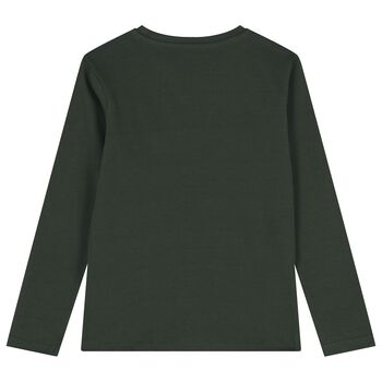 Boys Green Teddy Bear Long Sleeve Top