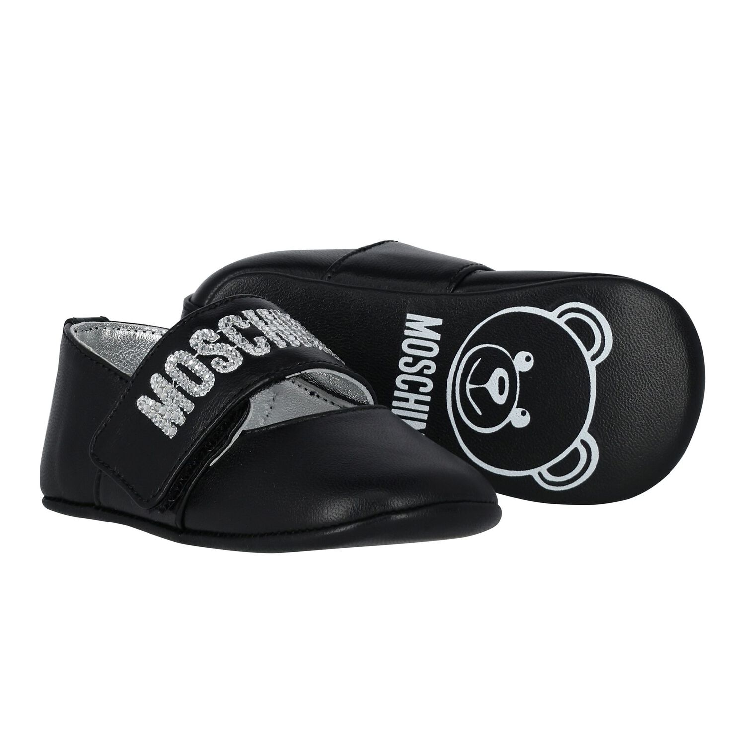 Baby Girls Black Logo Diamante Shoes, 1, hi-res image number null