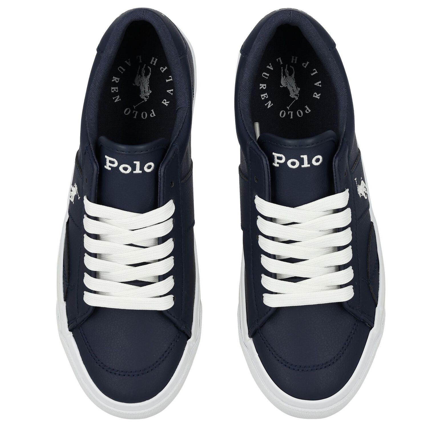 Boys Navy Blue Logo Trainers, 1, hi-res