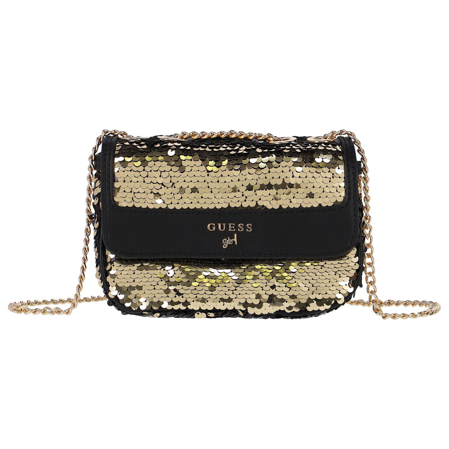 Girls Black & Gold Sequins Bag&nbsp;, 1, hi-res
