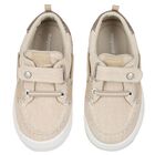 Younger Boys Beige Boat Shoes, 1, hi-res