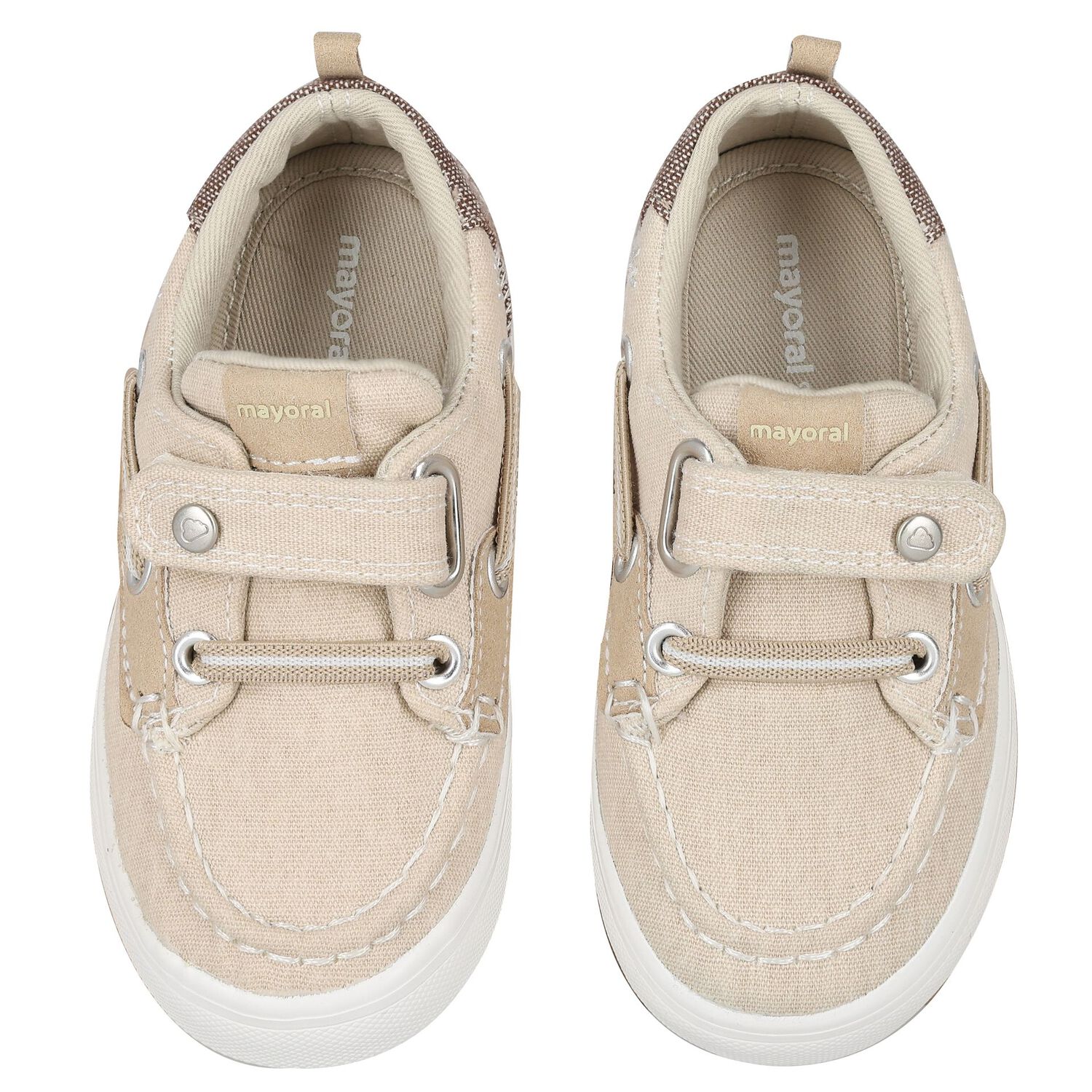Younger Boys Beige Boat Shoes, 1, hi-res