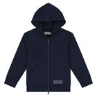 Navy Blue Logo Hooded Zip Up Top, 2, hi-res