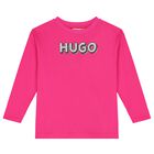 Girls Pink Logo Long Sleeve Top, 2, hi-res